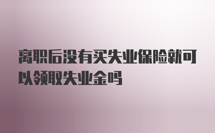 离职后没有买失业保险就可以领取失业金吗