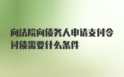 向法院向债务人申请支付令讨债需要什么条件