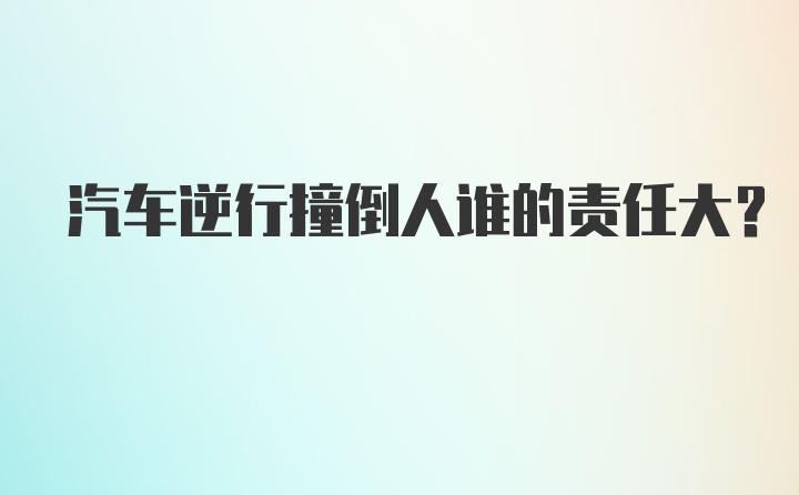 汽车逆行撞倒人谁的责任大？