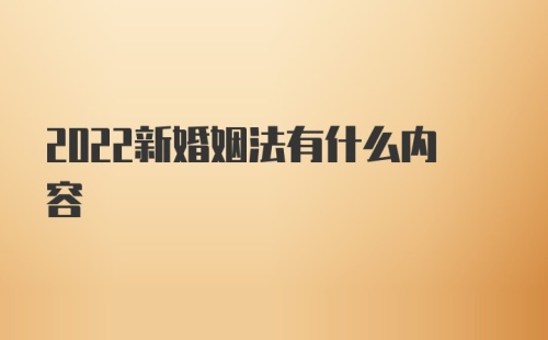 2022新婚姻法有什么内容