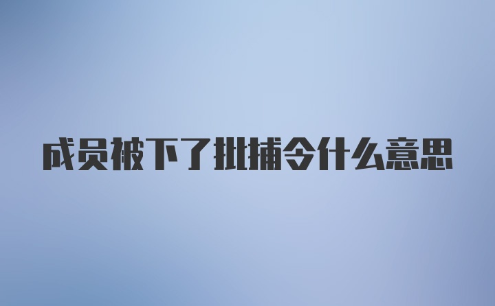 成员被下了批捕令什么意思