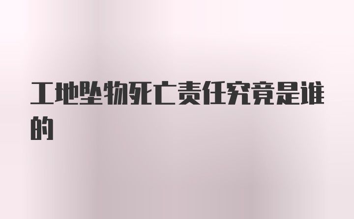 工地坠物死亡责任究竟是谁的