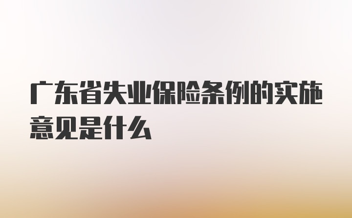 广东省失业保险条例的实施意见是什么