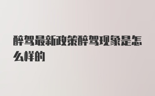 醉驾最新政策醉驾现象是怎么样的