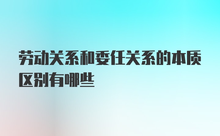 劳动关系和委任关系的本质区别有哪些