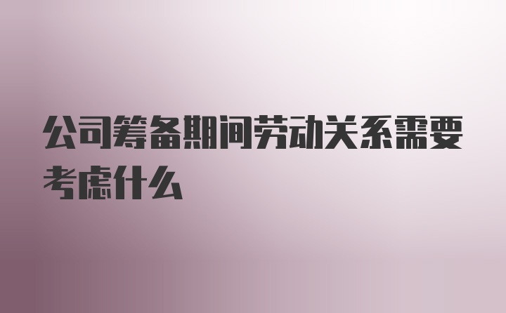 公司筹备期间劳动关系需要考虑什么