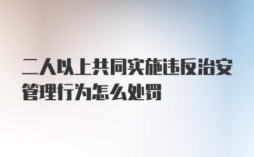 二人以上共同实施违反治安管理行为怎么处罚