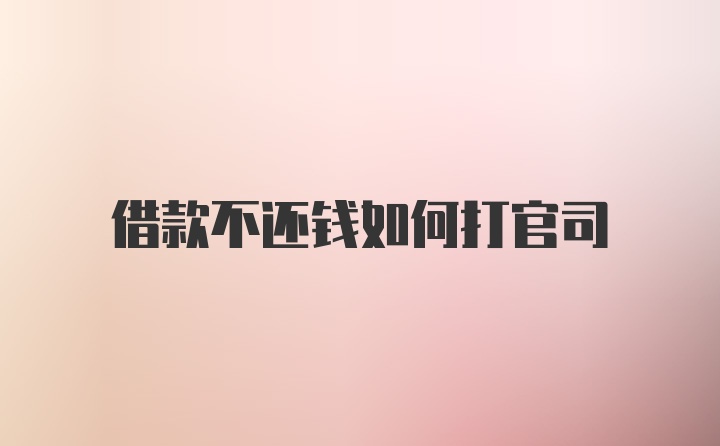 借款不还钱如何打官司