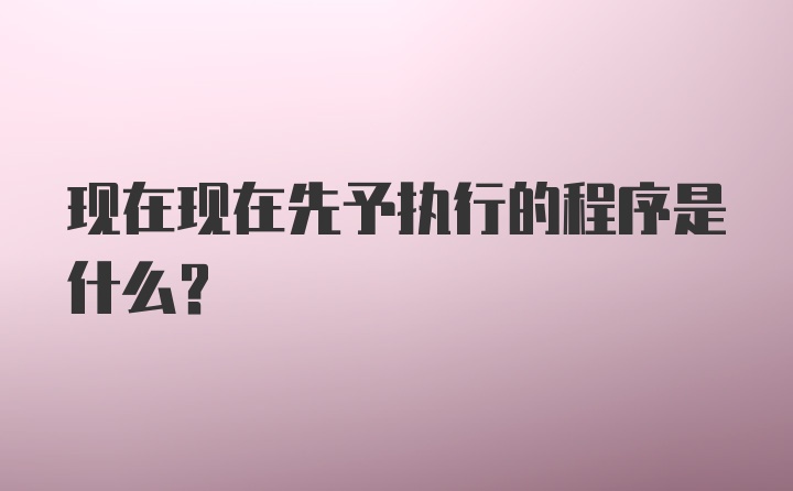 现在现在先予执行的程序是什么？