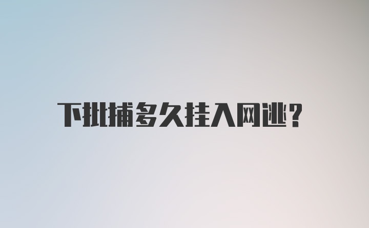 下批捕多久挂入网逃?