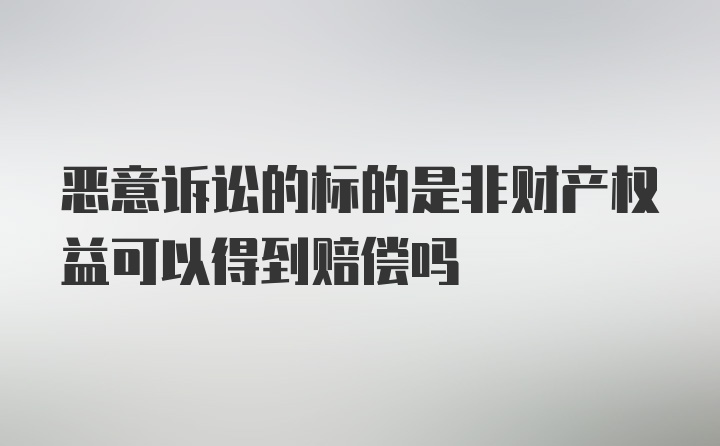 恶意诉讼的标的是非财产权益可以得到赔偿吗