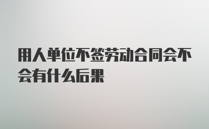 用人单位不签劳动合同会不会有什么后果