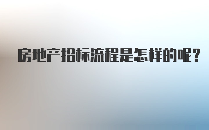 房地产招标流程是怎样的呢？