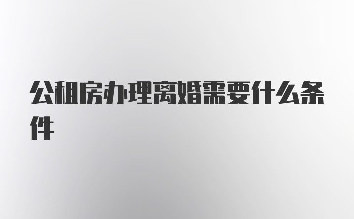 公租房办理离婚需要什么条件