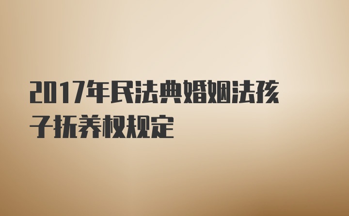 2017年民法典婚姻法孩子抚养权规定