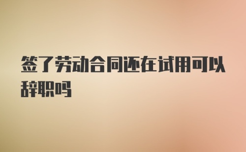 签了劳动合同还在试用可以辞职吗