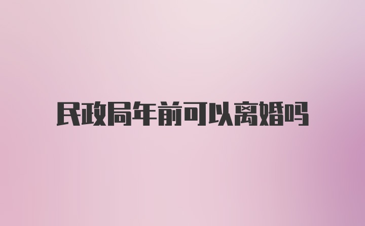 民政局年前可以离婚吗