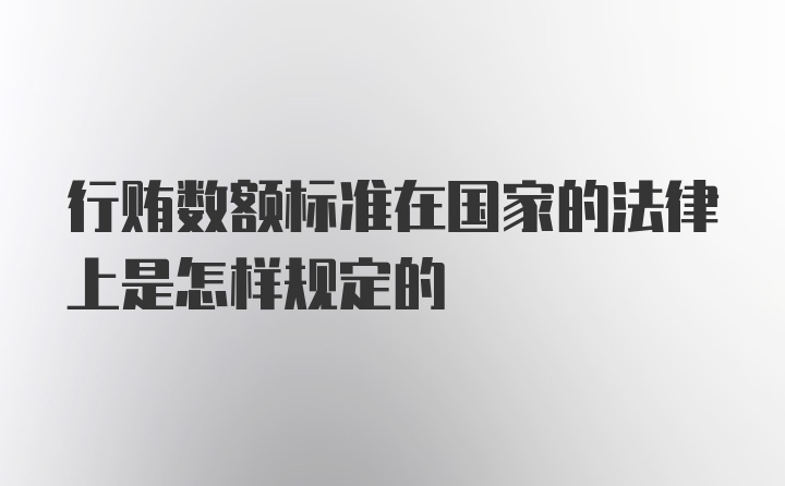 行贿数额标准在国家的法律上是怎样规定的