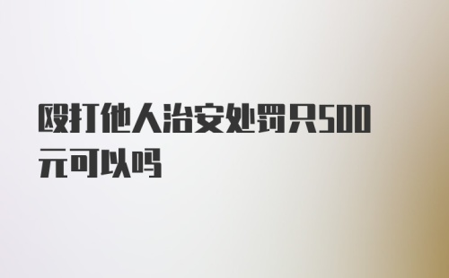 殴打他人治安处罚只500元可以吗