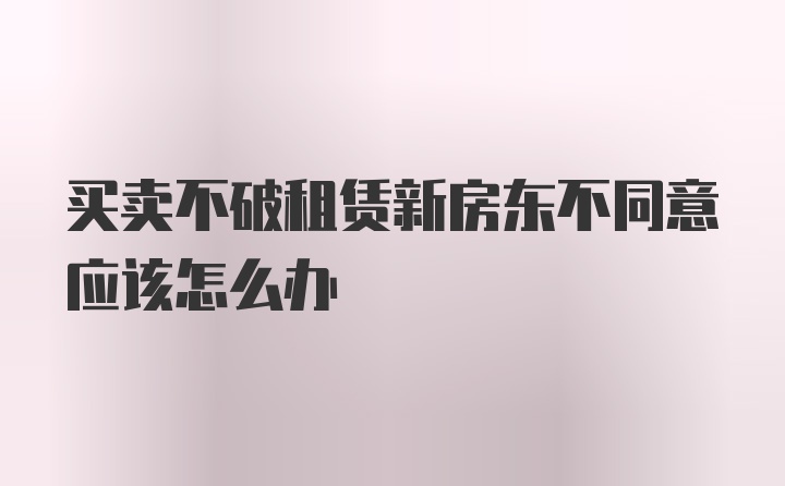 买卖不破租赁新房东不同意应该怎么办