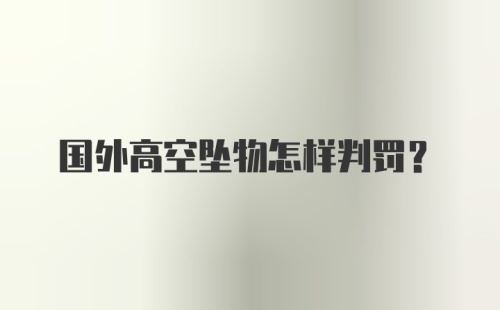 国外高空坠物怎样判罚？