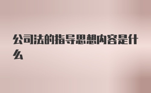 公司法的指导思想内容是什么