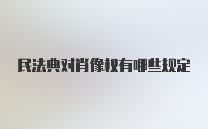 民法典对肖像权有哪些规定