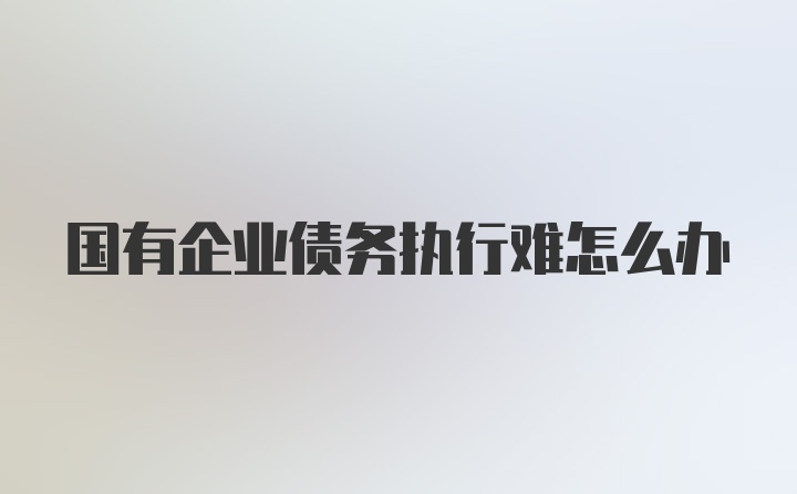 国有企业债务执行难怎么办