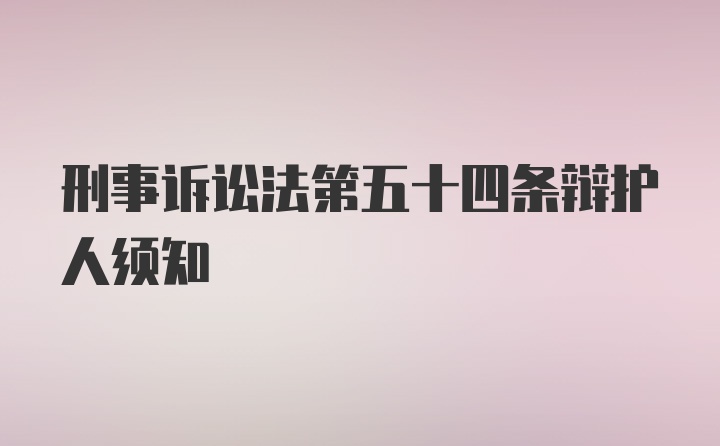 刑事诉讼法第五十四条辩护人须知