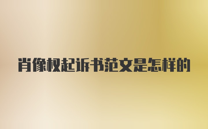 肖像权起诉书范文是怎样的