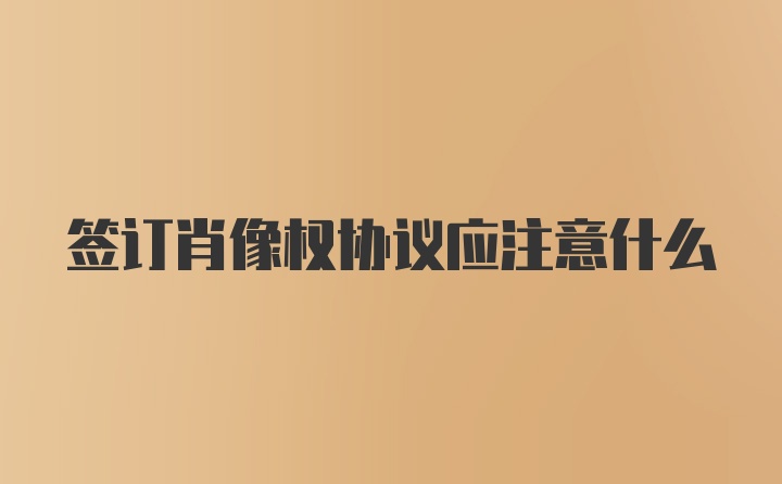 签订肖像权协议应注意什么