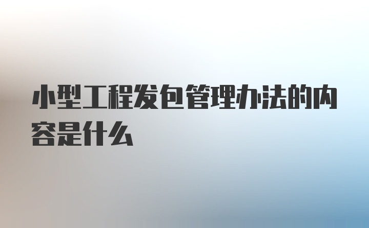 小型工程发包管理办法的内容是什么