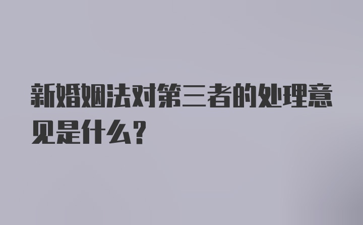 新婚姻法对第三者的处理意见是什么?