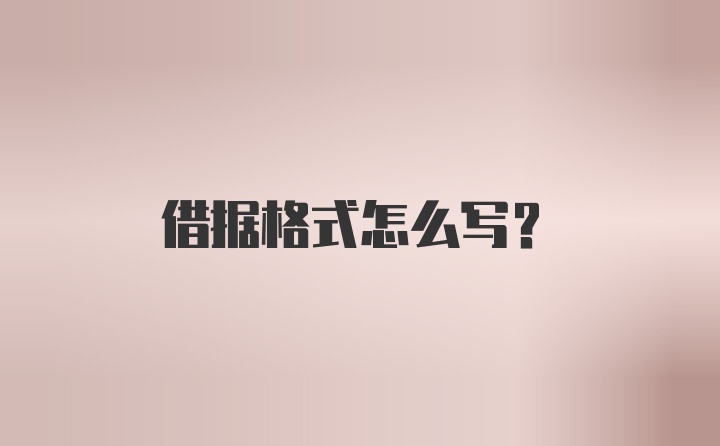 借据格式怎么写？