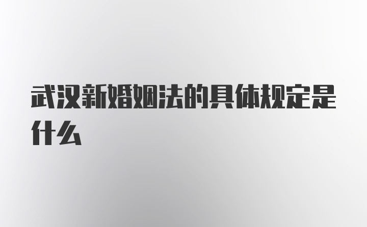 武汉新婚姻法的具体规定是什么