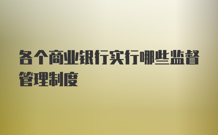 各个商业银行实行哪些监督管理制度