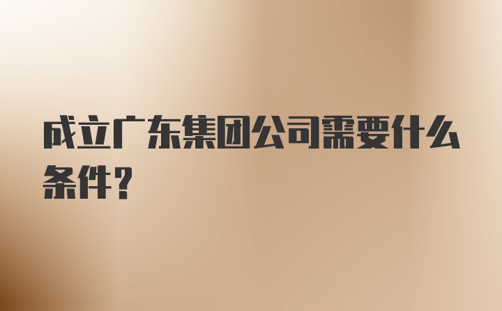 成立广东集团公司需要什么条件？