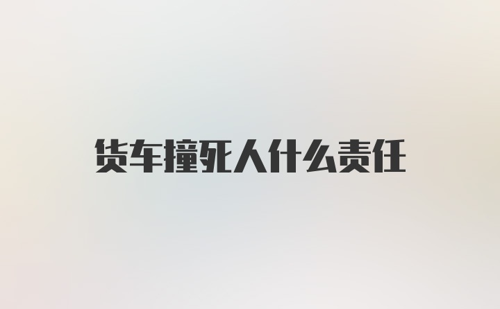 货车撞死人什么责任