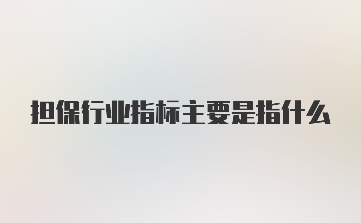 担保行业指标主要是指什么