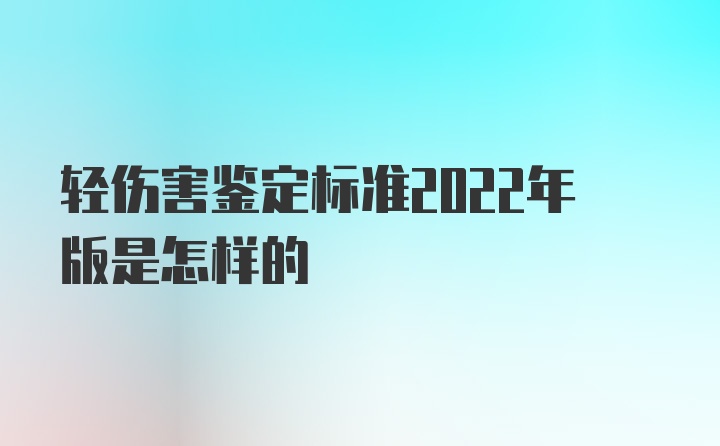 轻伤害鉴定标准2022年版是怎样的