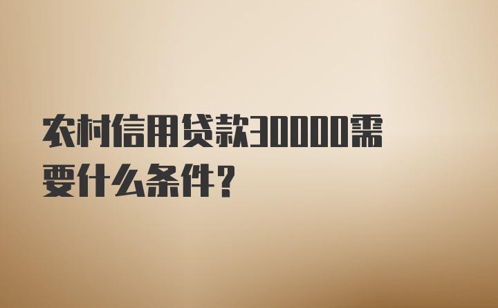 农村信用贷款30000需要什么条件?