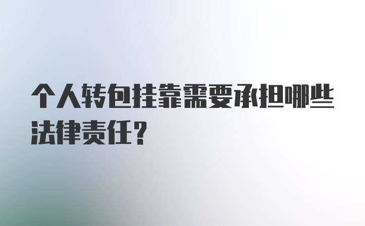 个人转包挂靠需要承担哪些法律责任？