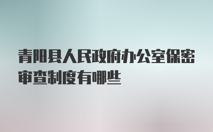 青阳县人民政府办公室保密审查制度有哪些