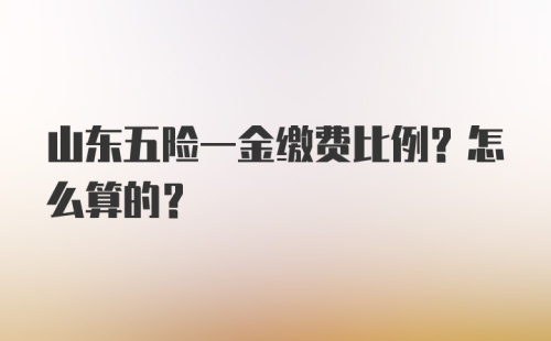 山东五险一金缴费比例？怎么算的？