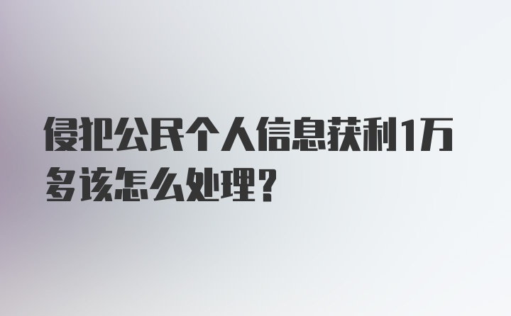 侵犯公民个人信息获利1万多该怎么处理？