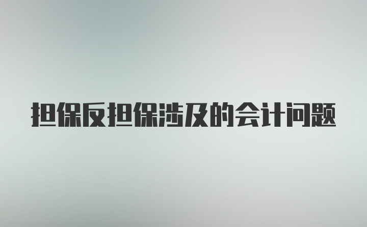 担保反担保涉及的会计问题