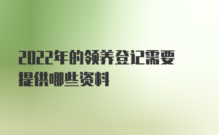 2022年的领养登记需要提供哪些资料