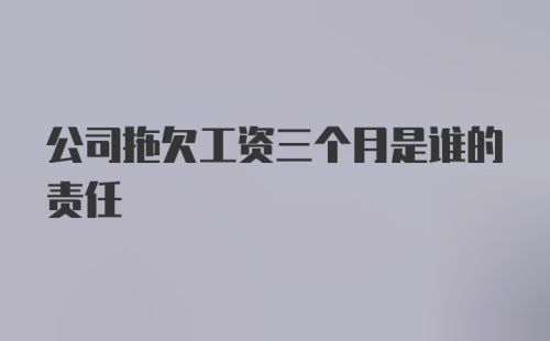 公司拖欠工资三个月是谁的责任