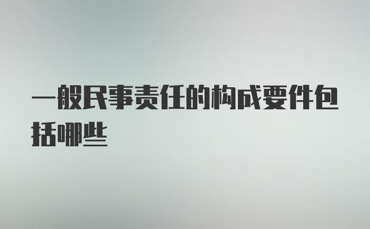 一般民事责任的构成要件包括哪些