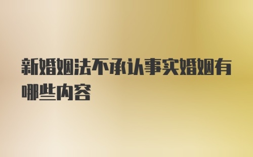 新婚姻法不承认事实婚姻有哪些内容